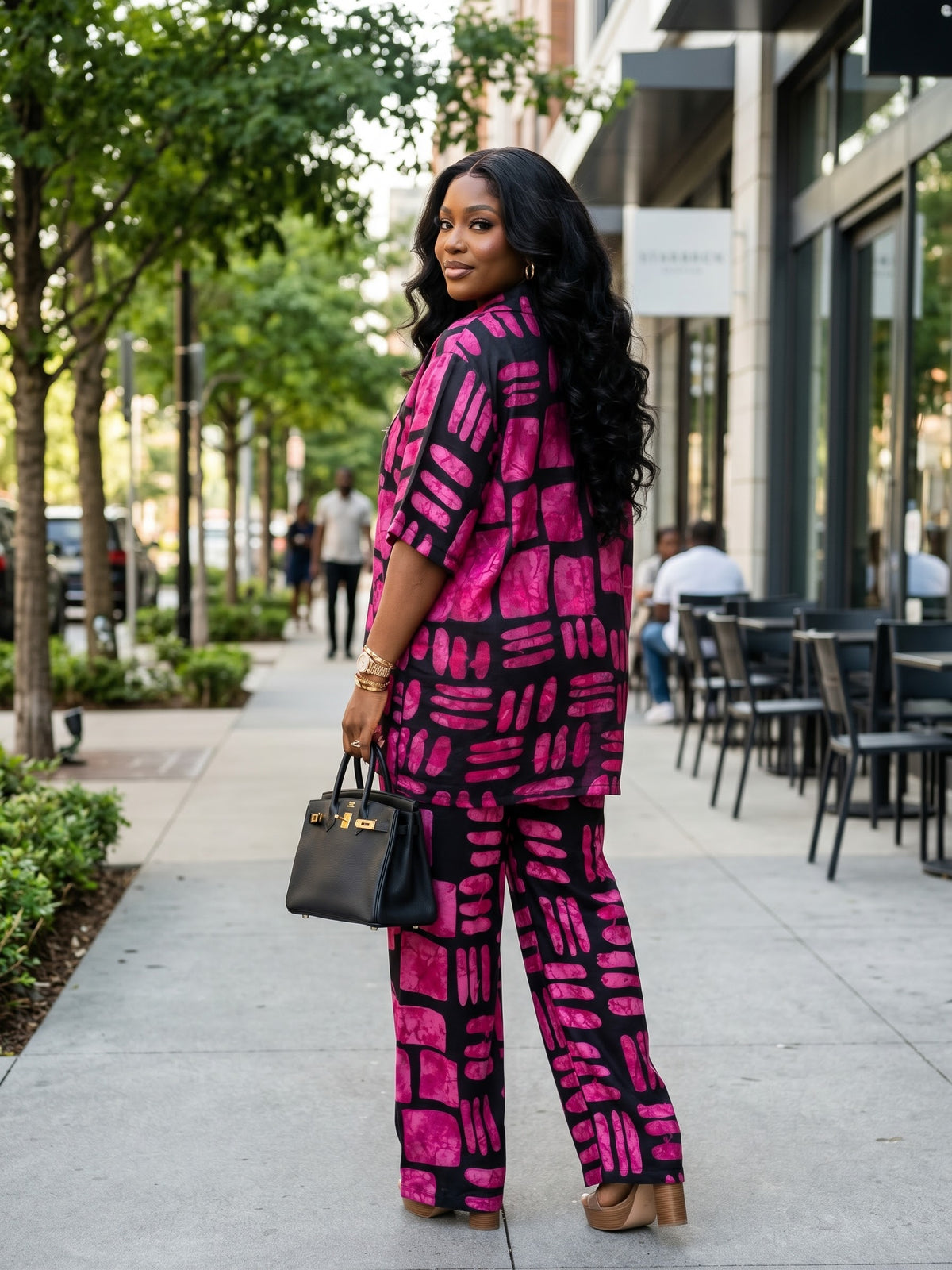 B87C silk and chiffon set