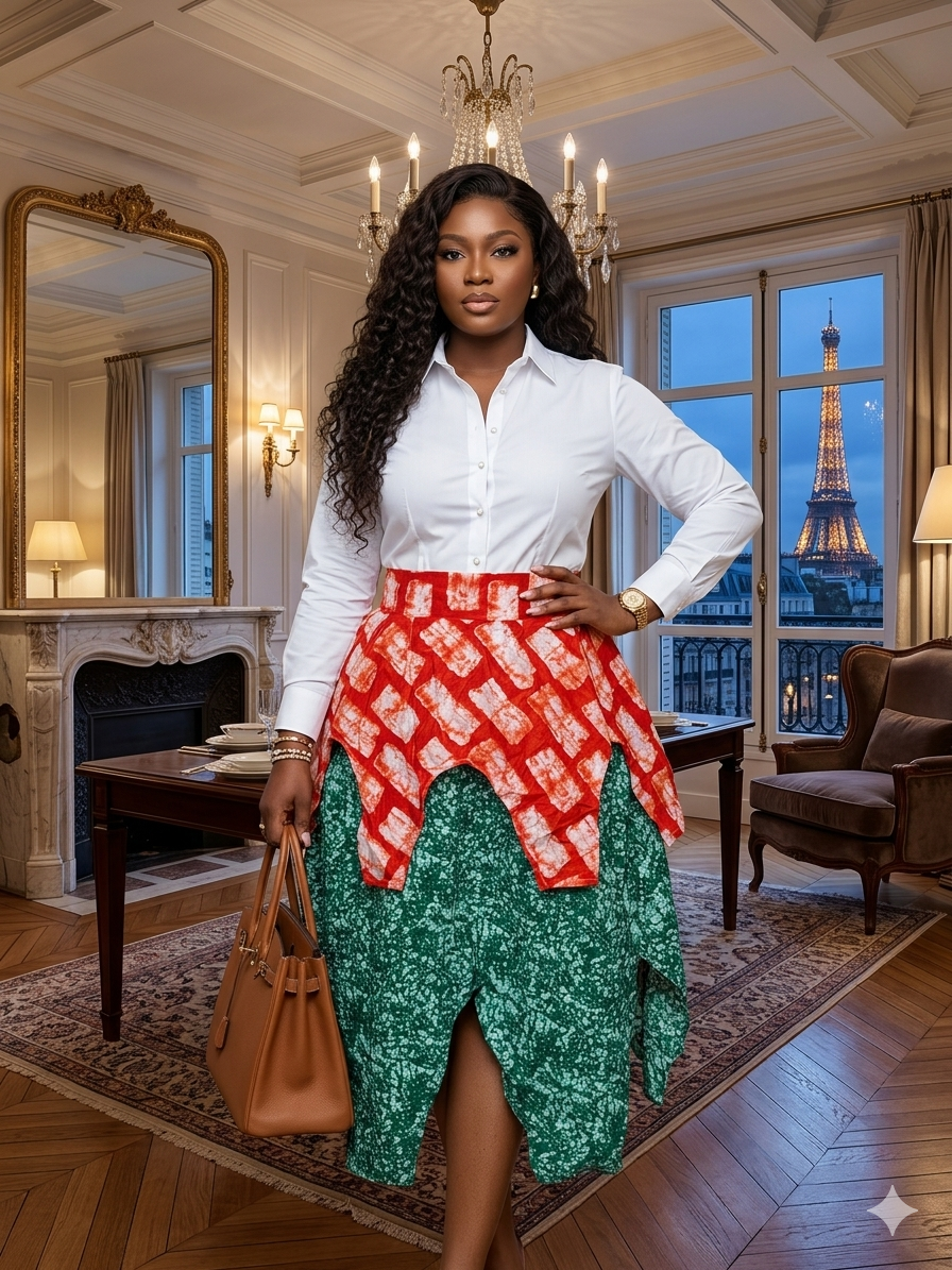 G36H( 100% ANKARA SKIRT AND WHITE TOP
