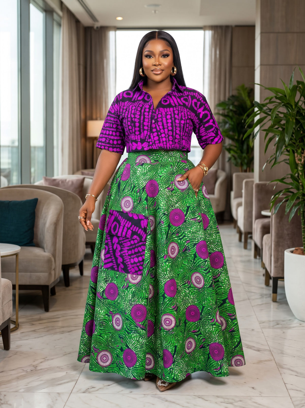 U92V Ankara set Skirt and top