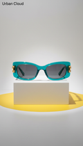 Sculptural Sunglasses in Teal Vibe
