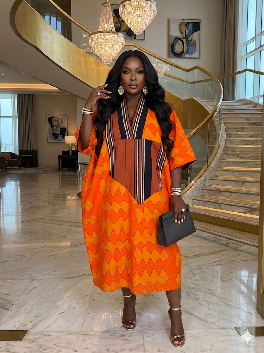 V34W(100% ANKARA AND ASOKE DRESS)