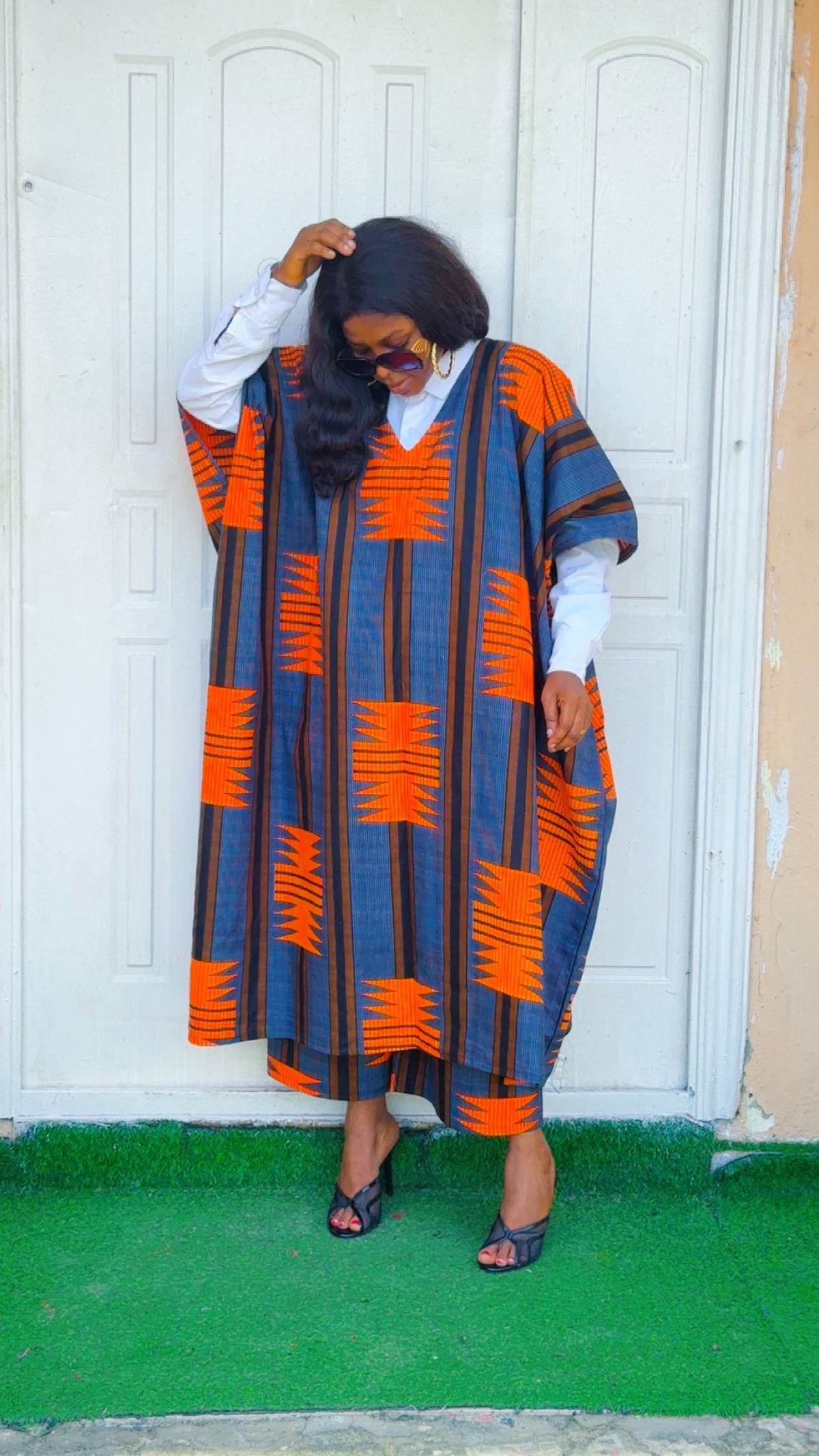 J86K 100% cotton Ankara set with white shirt