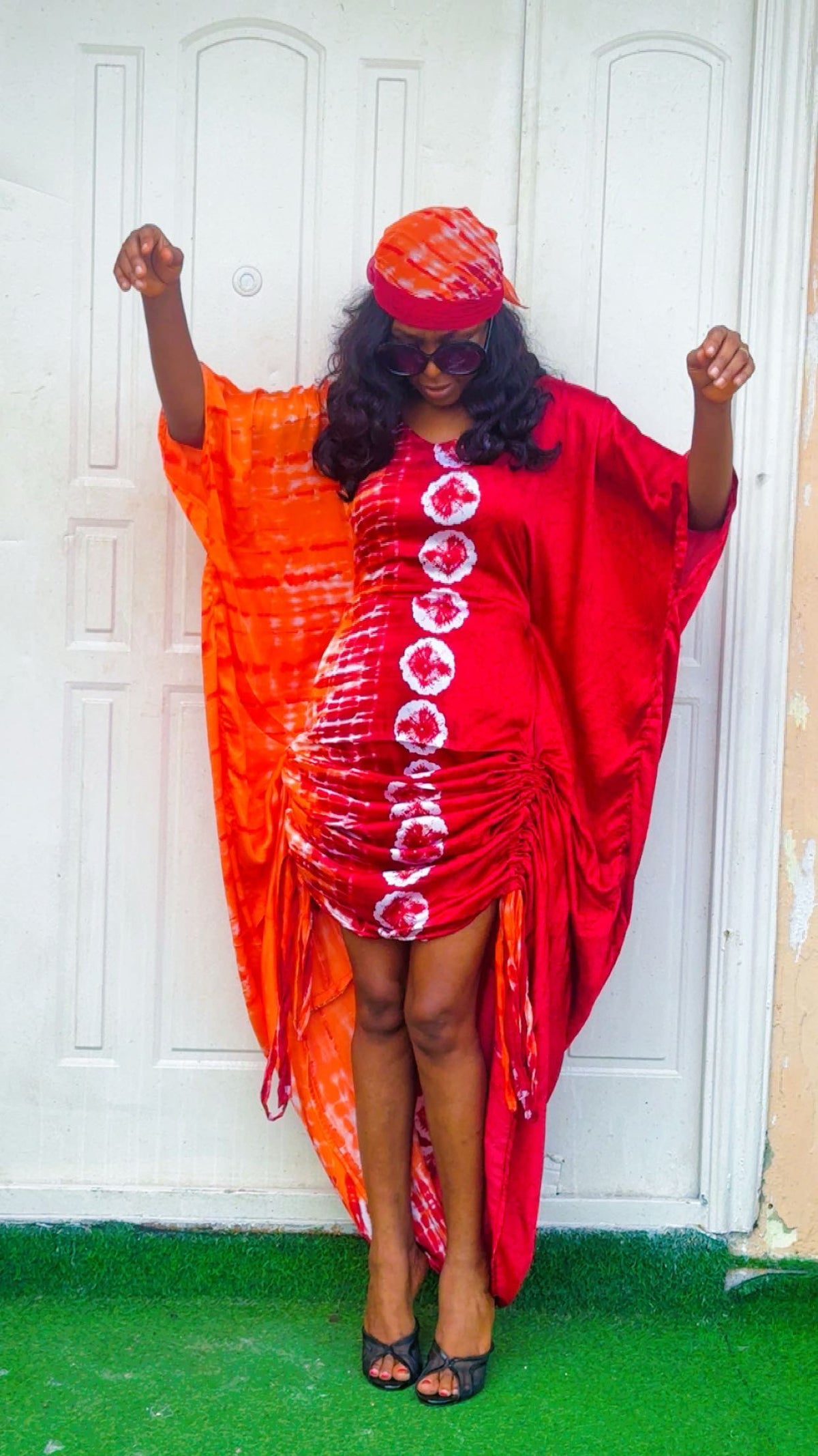 G93H Silk and chiffon bubu dress