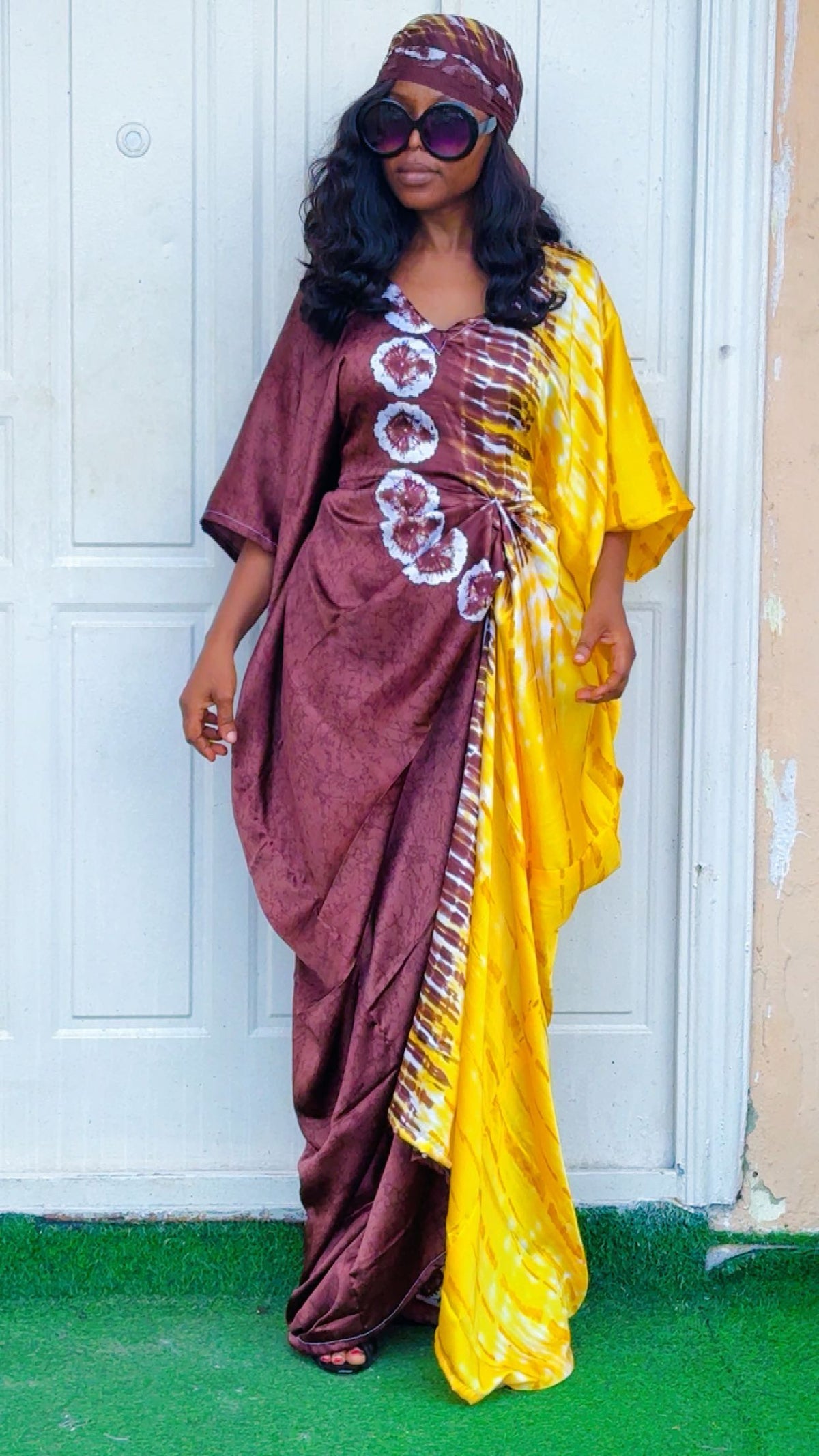 F93G Silk and chiffon bubu dress