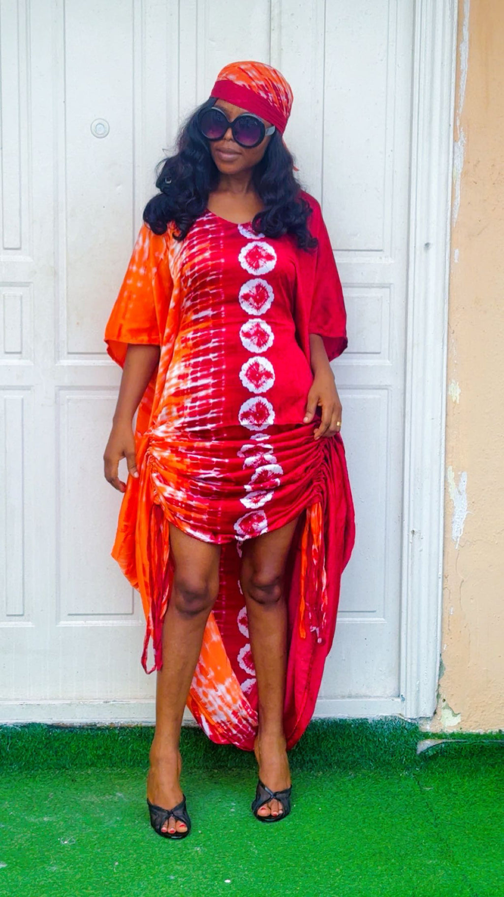 G93H Silk and chiffon bubu dress