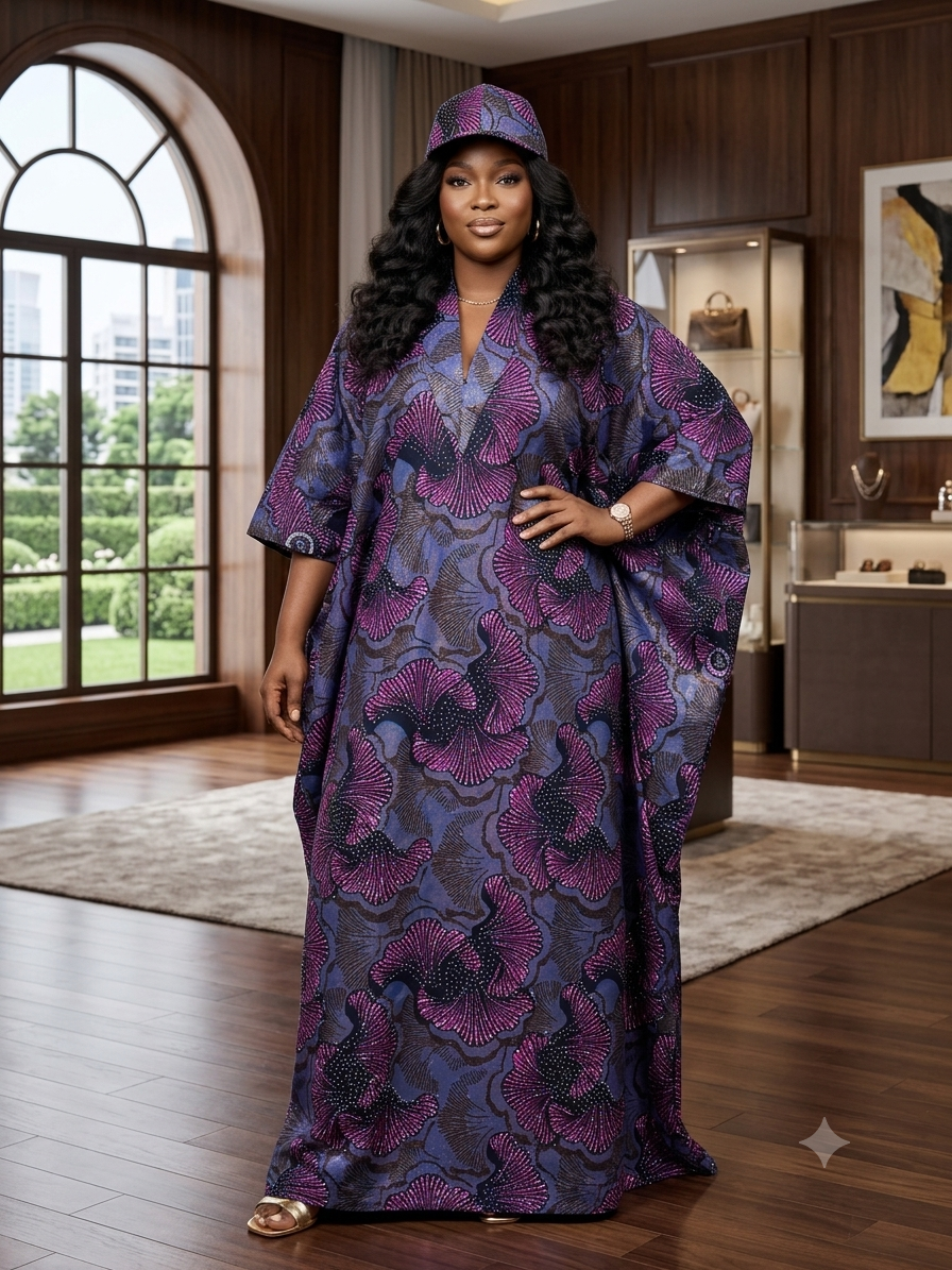 Q63R (Ankara dress with stones )