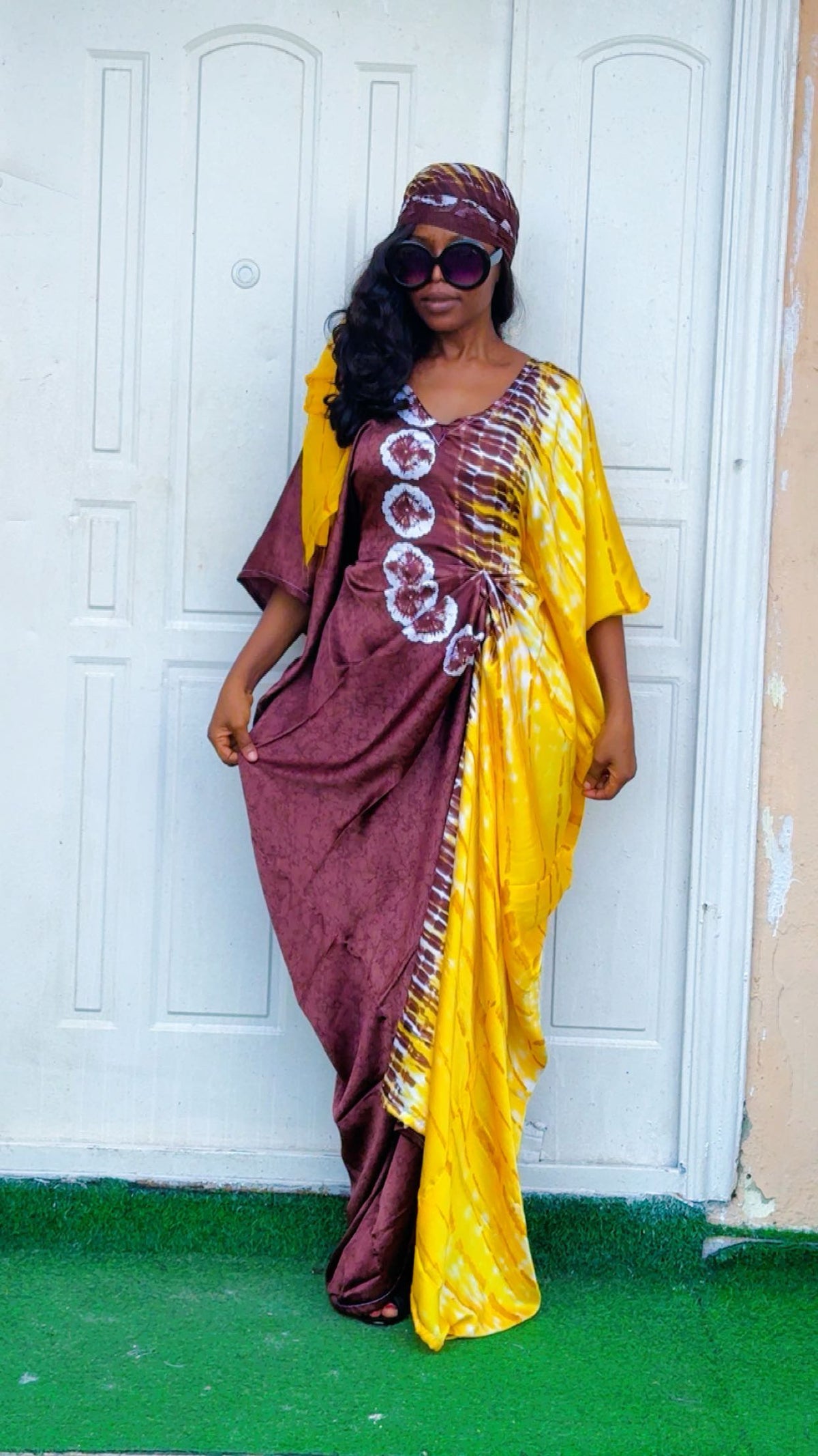 F93G Silk and chiffon bubu dress