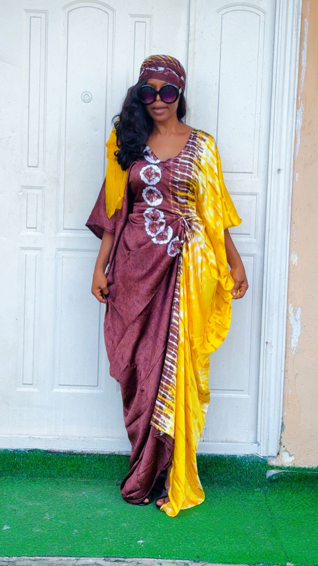 F93G Silk and chiffon bubu dress