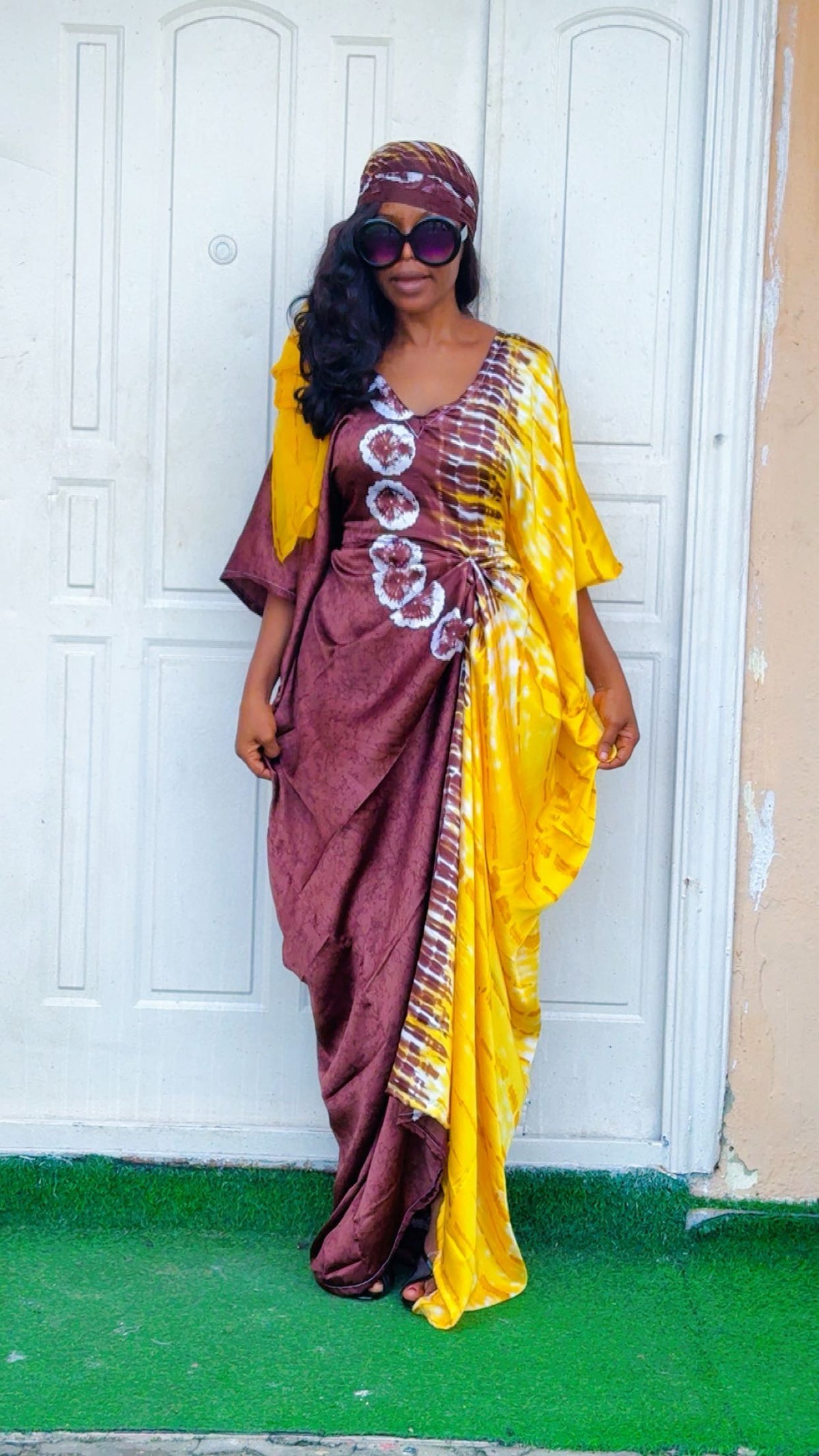F93G Silk and chiffon bubu dress